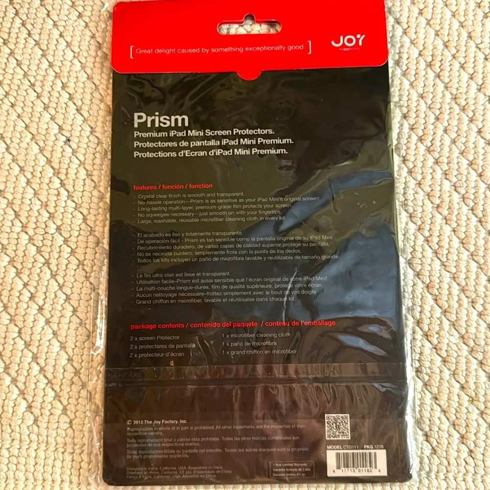 joy crystal clear ultra claire prism screen protector iPad mini